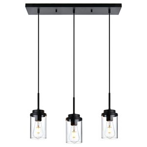 Lampadario Lineare a 3 Luci per Cucina, Finitura Nero Opaco/Nichel Spazzolato, Illuminazione per Isola Cucina e Sala da Pranzo - Product Image 3