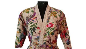 Bata Kimono con Estampado de Dibujos Animados para Mujer, Suave y Transpirable, de Algodón, para Verano, Hecha a Mano, ODM, Cuello en V, Cintura Elástica, Largo Completo - Product Image 2