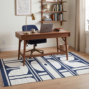 Tapis de sol artisanal en coton, style bohème, lavable, antidérapant, écologique, adapté aux animaux domestiques, fin, imprimé au bloc, tissage plat, pour salon - Product Image 2