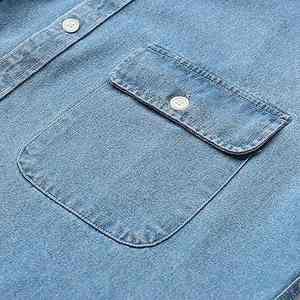 Chemise en jean pour homme, dernière tendance, design personnalisé, poches poitrine, respirante, manches courtes - Product Image 3