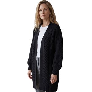 Cardigan long noir pour femme, en maille torsadée, ouvert sur le devant, coupe ample, manches longues, confortable, décontracté, tendance, logo personnalisé, fabricant OEM - Product Image 3
