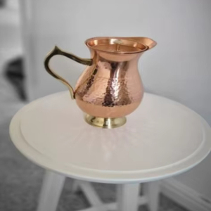 Carafe en cuivre, ensemble de luxe minimaliste pour la maison avec pichet à eau en verre, fournisseur en gros d'exportation Inde - Product Image 1