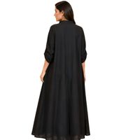 Robe longue noire unie pour femme, coupe ample, décontractée et élégante, longueur totale, douce et confortable, style traditionnel