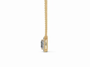 1.031 Carat Lab Grown Oval Cut Diamond Halo Pendant 17 Piece Square Shape Necklace 9K 14K 18K Yellow <b>Rose</b> <b>Gold</b> Jewelry - Product Image 3