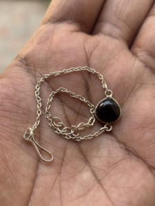 Handmade 925 Sterling <b>Silver</b> Bezel Setting Bracelet Solid Onyx Gemstone Natural Black Pear Cabochon Link <b>Chain</b> for Gifts - Product Image 4