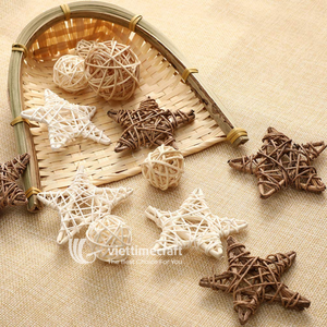 Ornements en osier, ensemble étoile et boule en rotin, accessoires décoratifs artisanaux pour sapin de Noël, mariage et décoration intérieure - Product Image 4