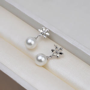 Ensemble boucles d'oreilles et collier flocon de neige en argent S925, bijoux fins tendance en perles, accessoires de bricolage, plateau vide semi-fini 1277 - Product Image 3