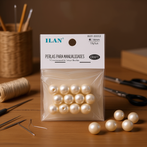 Perle Ilan per artigianato 14mm beige confezione da 15g - Product Image 3