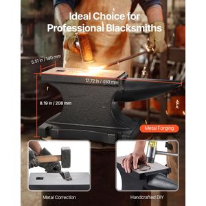 Incudine in Ghisa ad Alta Durezza con Corno Singolo, Capacità 100 Libbre/45kg, Base Stabile da Banco 10.4 X 5 Pollici, Corno Robusto - Product Image 6