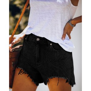 Women High Waist <b>Black</b> Denim <b>Shorts</b> With Frayed Hem Distressed Casual Summer Style Straight Leg <b>Jeans</b> <b>Shorts</b> Service Strength - Product Image 5