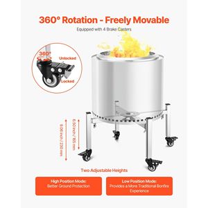 Soporte Ajustable para Fogatas de 15-27 Pulgadas con 4 Ruedas, Compatible con Estufas Solo Stove, Bonfire, Ranger, Yukon y Otros - Product Image 6