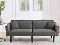 Sofá Cama Convertible Multifuncional 2 en 1, Sofá Cama Seccional Moderno de Madera Extensible de Dos Plazas, Tapizado Ajustable para Villa