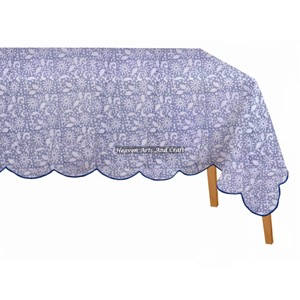 Mantel Rectangular con Borde Festoneado, Estampado a Mano, de Algodón, para Comedor, Decoración del Hogar, Elegante, Venta al Por Mayor, 2026 - Product Image 3