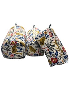 Professional Tiger Print Quilted Cosmetic Bag | White Cotton Handmade Makeup Pouch with Waterproof Lining | Travel Masterpiece - Product Image 4