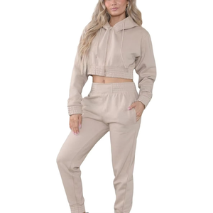 OEM Women's Winter Solid <b>Y2K</b> Hoodie <b>Tracksuit</b> Streetwear Activewear Set 100% Cotton Eco-Friendly Custom Logo Low MOQ Wholesale - Product Image 5