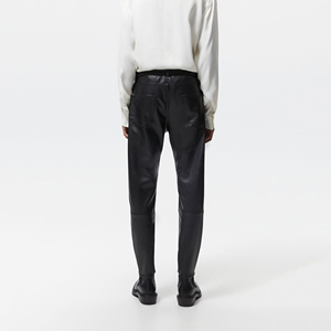 Men's Black PU Leather Pants High Waist Elastic Waist Smart Casual Fit With Pockets Autumn Wear - Product Image 5