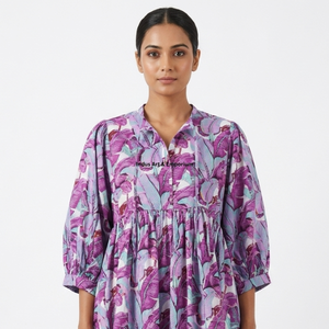 Beautiful floral Cotton <b>Block</b> <b>Printed</b> dress Dress For Casual wear Hand <b>Block</b> <b>Printed</b> Dress - Product Image 1