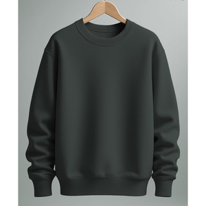 Sudadera de Cuello Redondo Negra para Hombre, Precio Económico al por Mayor, Corte Regular, Color Sólido, Tejida, Informal - Product Image 3