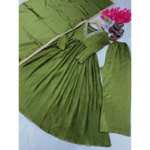 ชุดเดรสพิมพ์ลาย Anarkali ซึ่งมี dupatta และพื้นขนาด XL - Product Image 2