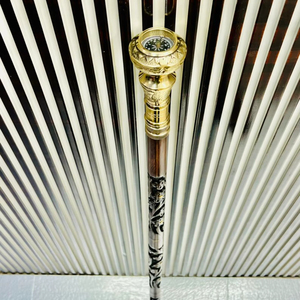 Bastón de Estilo Victoriano Náutico con Punta de Latón, Mango de Madera de Palisandro Marrón, Multifuncional, Pulido, Plegable en Tres Partes, Elegante - Product Image 1