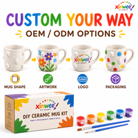 Kit Lukis Mug Keramik Bentuk Hati DIY Desain Hewan/Kartun Set Kerajinan Seni Personalisasi Mug Batu Berbintik Tren TikTok