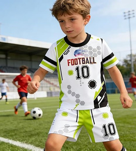 Kids <b>soccer</b> uniform Youth White Green Black Sublimated Print football kit 100% Polyester Heat-Transfer Printed Breathable Sports - Product Image 4