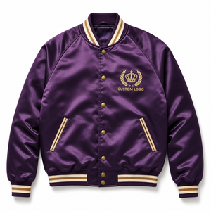 Custom Satin <b>Jacket</b> <b>Mens</b> Wholesale Lightweight Bomber Coat Embroidered Logo Streetwear Manufacturer Supplier - Product Image 4