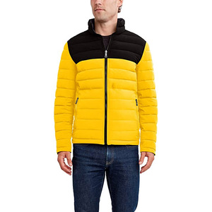 Chaqueta Acolchada Negra para Hombre, Cuello Alto, Cierre de Cremallera, Cortavientos, Informal, de Poliéster, Corte Regular - Product Image 6