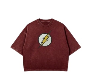 Camiseta Corta Oversize con Logo Flash para Hombre, Manga Corta, Casual, de Algodón, Cuello Redondo, Diseño con Estampado Frontal - Product Image 3