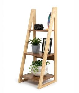 Wooden Ladder <b>Shelf</b> Floor Standing <b>Adjustable</b> Four-Tier Storage Rack Display Holder for Home Studio Living Room - Product Image 4