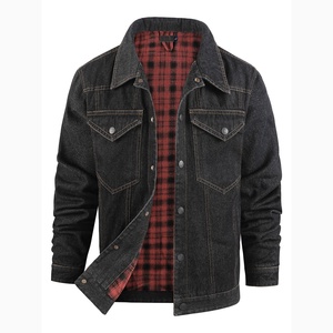 Vintage Acid Washed Denim Color Block <b>Jacket</b> Custom Cotton Quilted Satin Lining Plus Size Winter <b>Jacket</b> for Men - Product Image 5