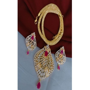 Impresionante conjunto de collar y pendientes de latón chapado en oro con circonitas de primera calidad, ideal para bodas, para mujer. - Product Image 2