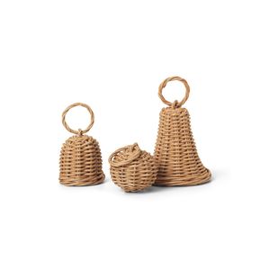 Stylish Handwoven Rattan <b>Cow</b> <b>Bell</b> Bohemian Decorative Piece For Cozy Living Room And Outdoor Patio Spaces - Product Image 1