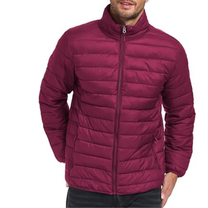 Chaqueta Acolchada Borgoña para Hombre, Cortavientos, Cuello Alto, Cierre de Cremallera, Ropa de Invierno Informal, Corte Regular, Relleno de Poliéster - Product Image 4