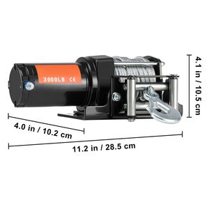 Treuil électrique 12V DC pour VTT/UTV avec capacité de traction de 3000 lb, câble en acier à 7 brins de 3/16 x 39 pieds et enrouleur de câble à rouleaux - Product Image 2