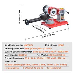 Affûteuse de lames de scie circulaire rotative 370W 3600 tr/min, machine à affûter les lames de scie à 6 centres, affûteuse électrique - Product Image 5