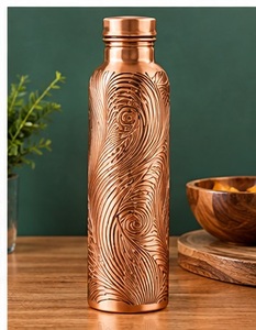 Botella de Agua de Cobre Puro Hecha a Mano, a Prueba de Fugas, con Grabado de Lago de Montaña, Portátil y Ecológica - Product Image 6