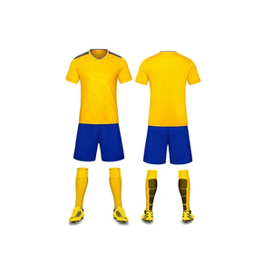 Maillot de football américain jaune et bleu pour homme, kit à manches courtes, col en V, évacuation de l'humidité, toutes saisons, uniforme adulte, sublimation - Product Image 3