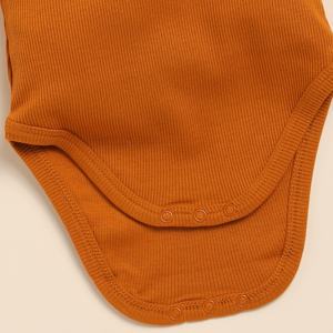 Body à manches longues en bambou élasthanne biologique de qualité supérieure sous-vêtements pour bébé couleur rouille - Product Image 3
