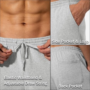 Men's Gray Cotton Jogger Pants Mid Waist Drawstring Casual Full Length Solid Color <b>Pineapple</b> Logo Right Leg Regular Fit Autumn - Product Image 6
