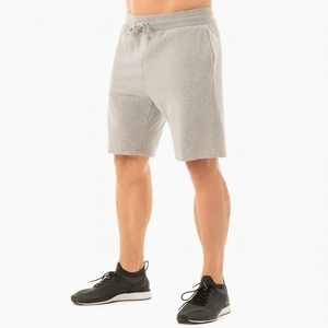 Shorts Bermuda en Coton Gris pour Homme avec Cordon de Serrage à la Taille, Poches, Couleur Unie, Taille Mi-Haute, Tissu Tricoté Respirant - Product Image 2