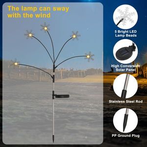 8 Pack Solar Snowflake Garden Stake Lights Warm Outdoor Christmas Decor Swaying Pathway Landscape Lights - Product Image 4