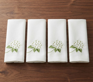 Serviettes de table en coton brodées sur mesure, motif hortensia, durables, lavables en machine, pour événements à domicile et mariages - Product Image 4