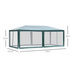 Tenda Verde 20 X 10 per Matrimoni e Feste all'Aperto con Pareti Laterali in Rete Rimovibili per Uso Gazebo e Tettoia - Product Image 2