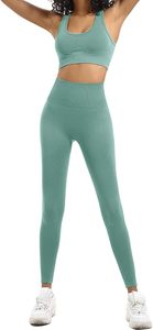 Women <b>Tummy</b> <b>Control</b> Workout <b>Leggings</b> with Matching High Support Sports Bra Stretchable <b>Gym</b> Running Fitness Activewear Set - Product Image 2