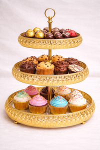Support à gâteau de mariage doré à 3 étages JM INTERNATIONAL JM-005119 Bohème Métal - Product Image 3
