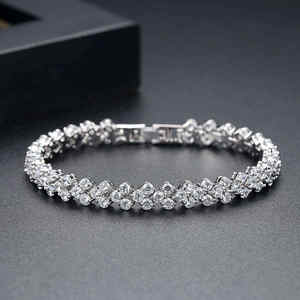 Moissanite Diamond Round Diamond <b>Bracelet</b> 925 <b>White</b> Silver - Product Image 1