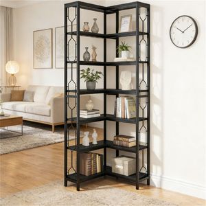 Libreria ad Angolo Verticale e Scaffale Espositivo per Piante e Libri, Elegante Libreria - Product Image 3