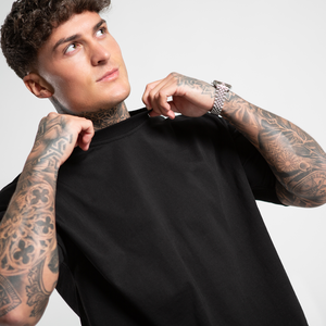 T-shirt homme noir jais uni, coupe décontractée oversize, manches courtes, col rond, basique - Product Image 4