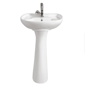 Nuevo diseño de lavabo de cerámica blanca para baño con pedestal, de fabricante indio. - Product Image 1